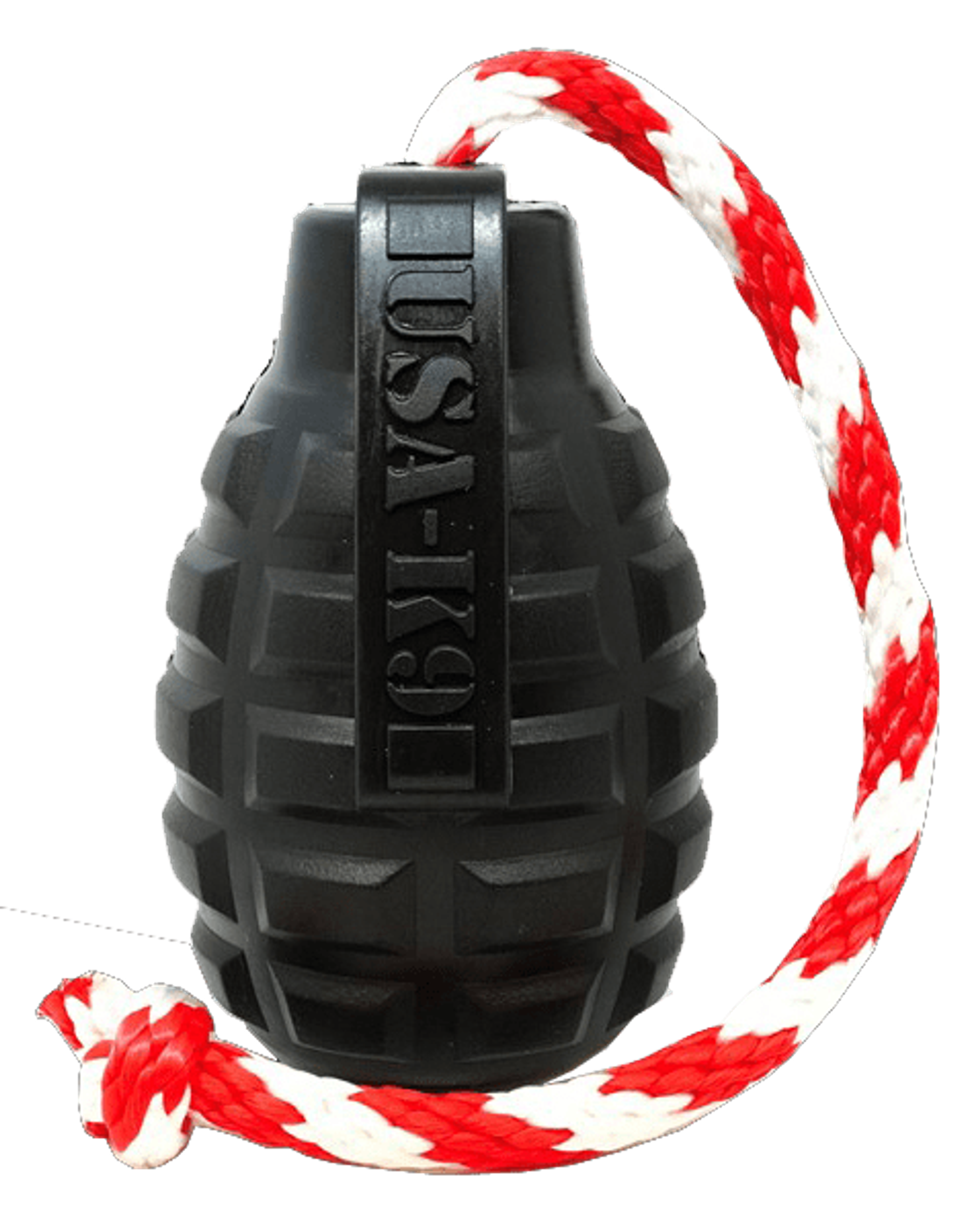 USA-K9 Grenade Durable Rubber Chew Toy, Treat Dispenser, Reward Toy, Tug Toy, and Retrieving Toy Image 1