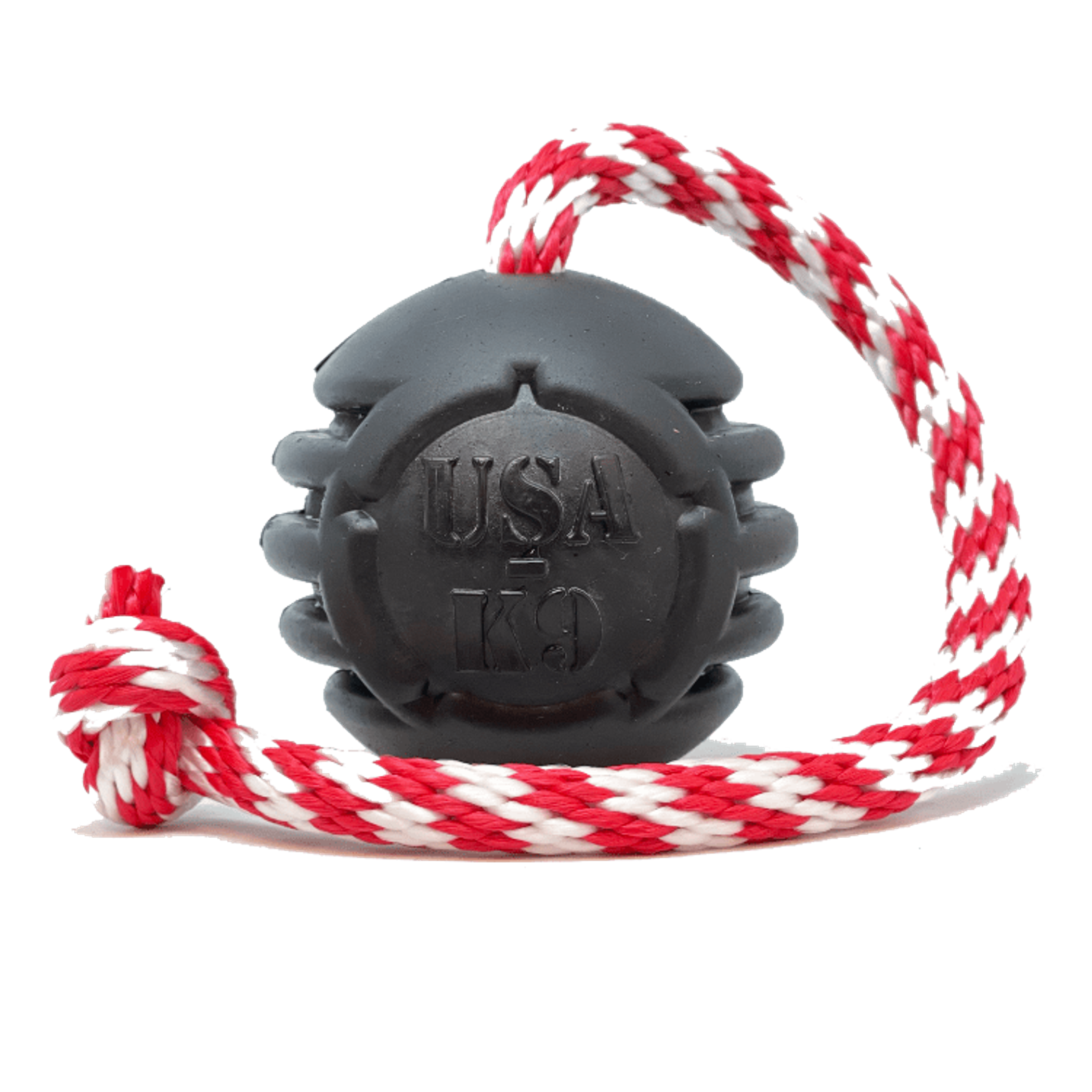 USA-K9 Magnum Black Stars and Stripes Ultra-Durable  Rubber Chew Toy, Reward Toy, Tug Toy, and Retrieving Toy Image 1