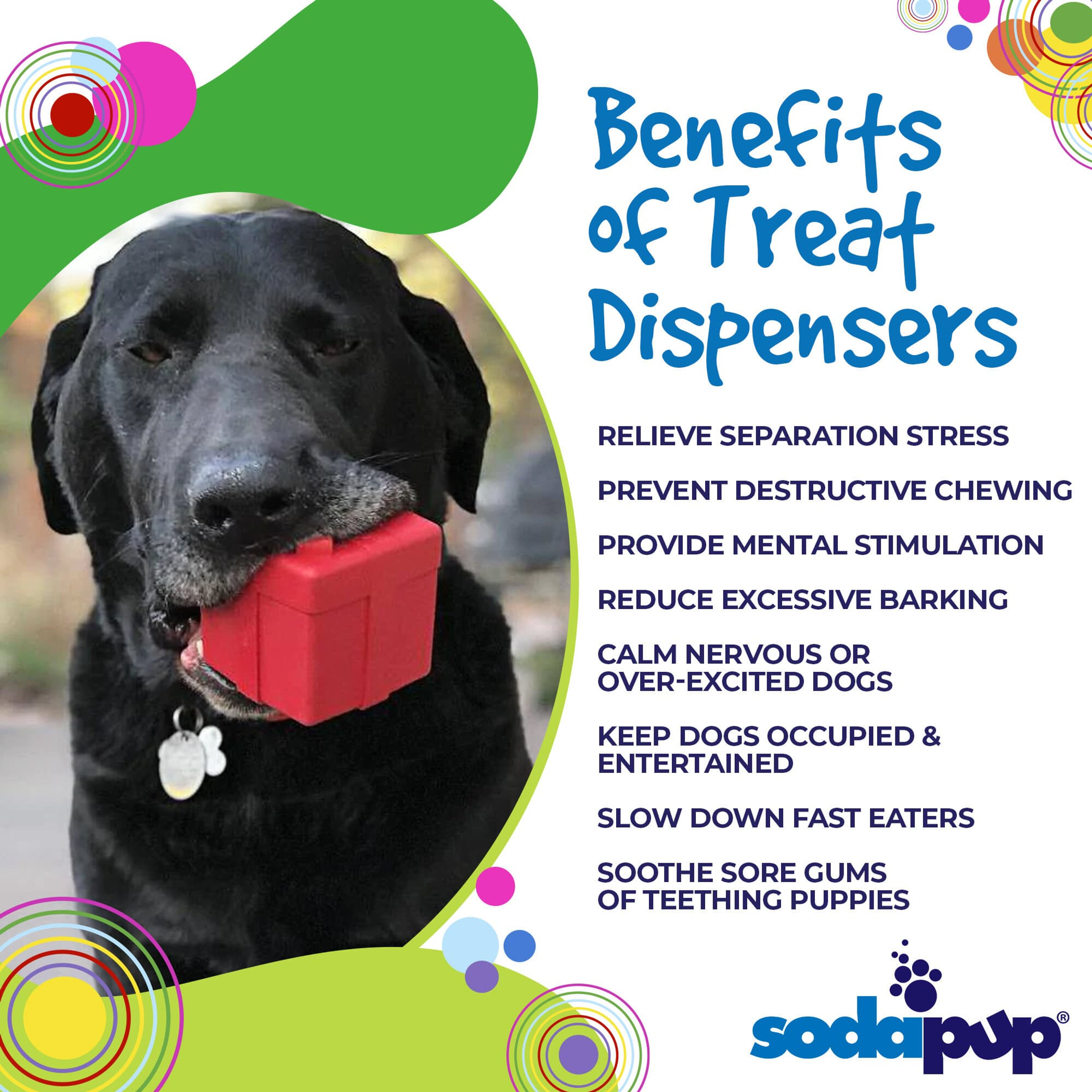 Chew Toy Treat Dispenser Durable Rubber Large 2.75 Inches Tall 2.75 Inches Wide 8.9 Ounces For Dogs 30-50 Pounds USA Made
