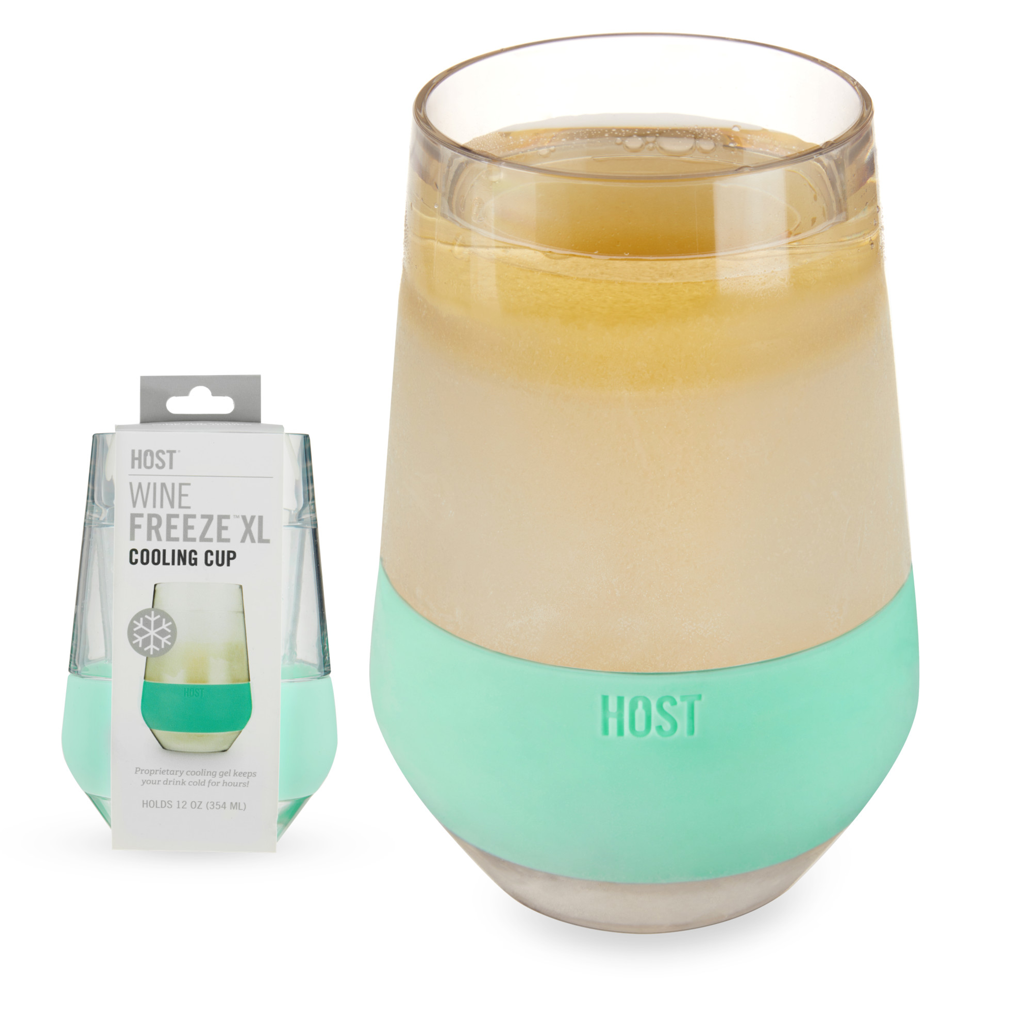 Cooling Cup Beverage Cooler Stemless 12 Ounces Insulated Silicone Band Hand Wash Only