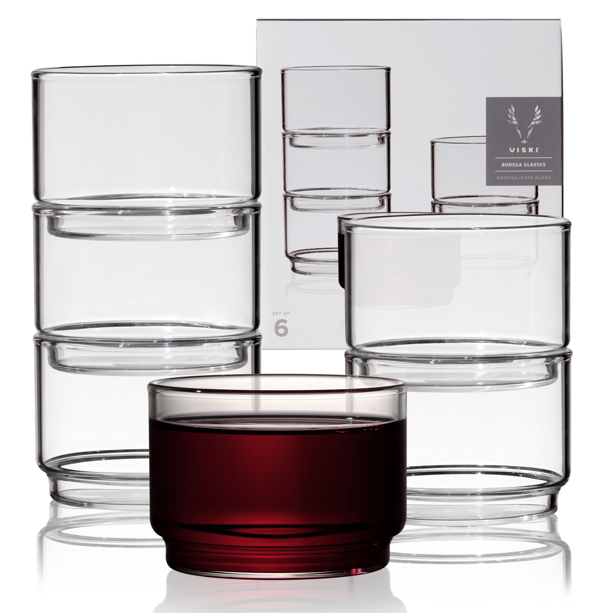 Glassware Stackable Bodega Glasses Set of 6 Borosilicate Glass 7 oz Modern Everyday Use Dishwasher Safe