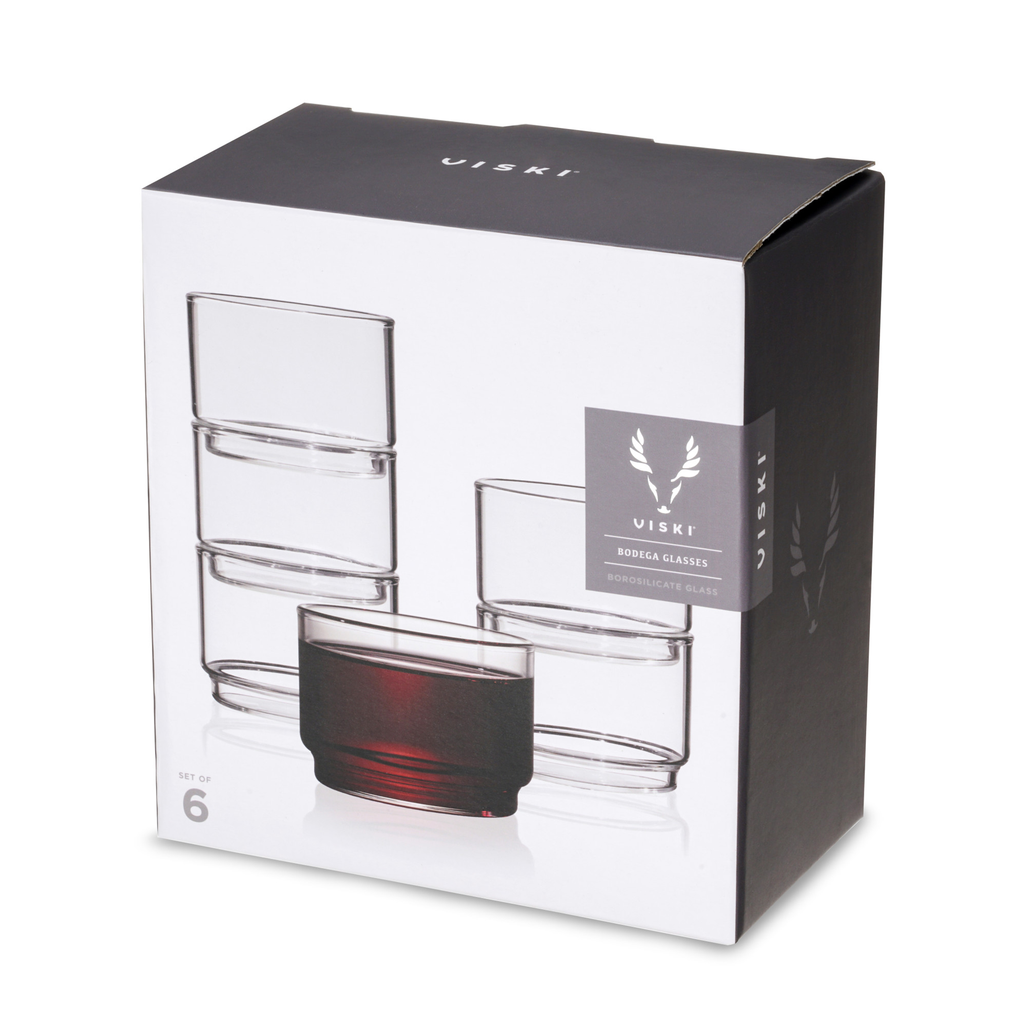 Glassware Stackable Bodega Glasses Set of 6 Borosilicate Glass 7 oz Modern Everyday Use Dishwasher Safe