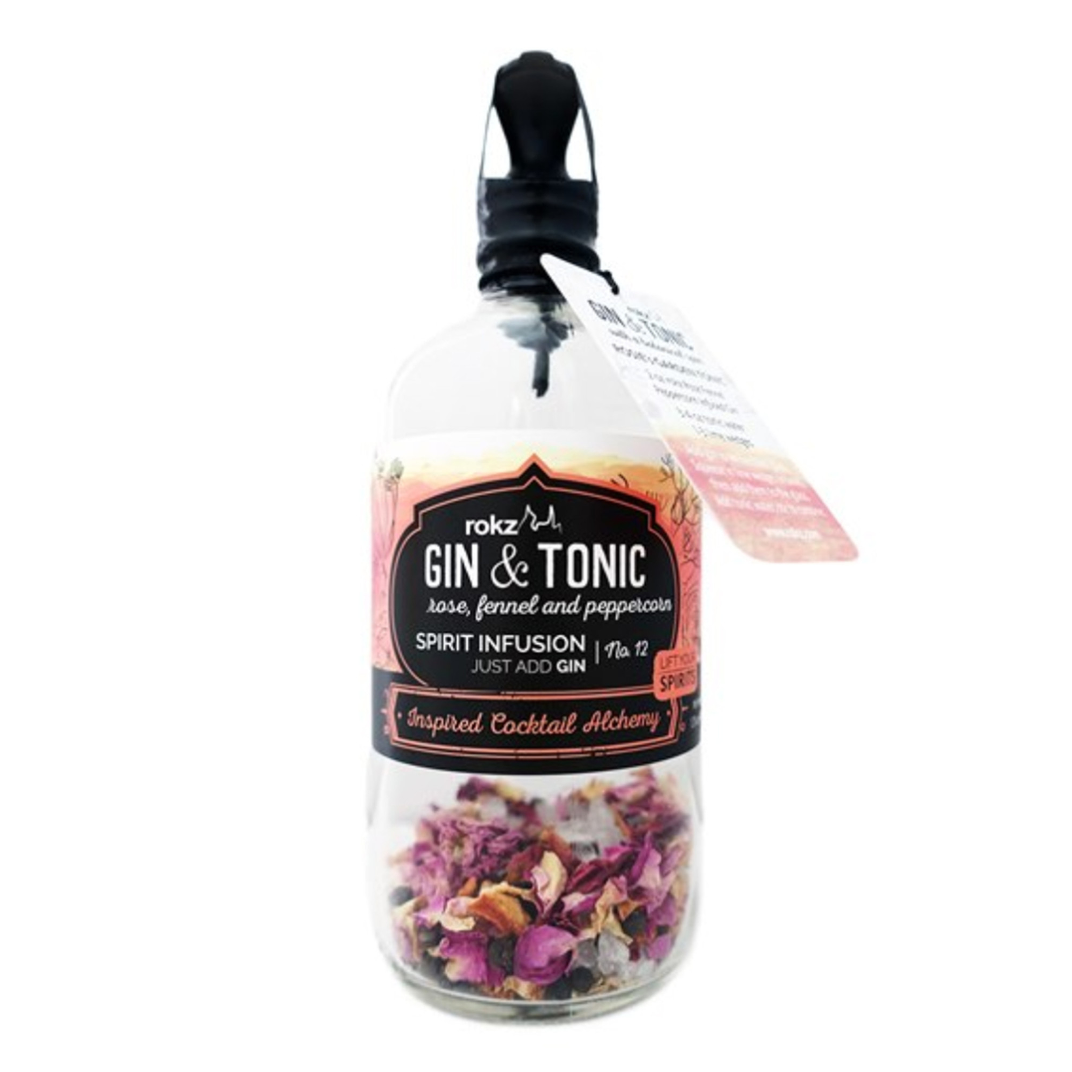 Infusion Bottle Gin & Tonic Flavor Infusion 16 oz Natural Ingredients Screened Pourer Reusable System