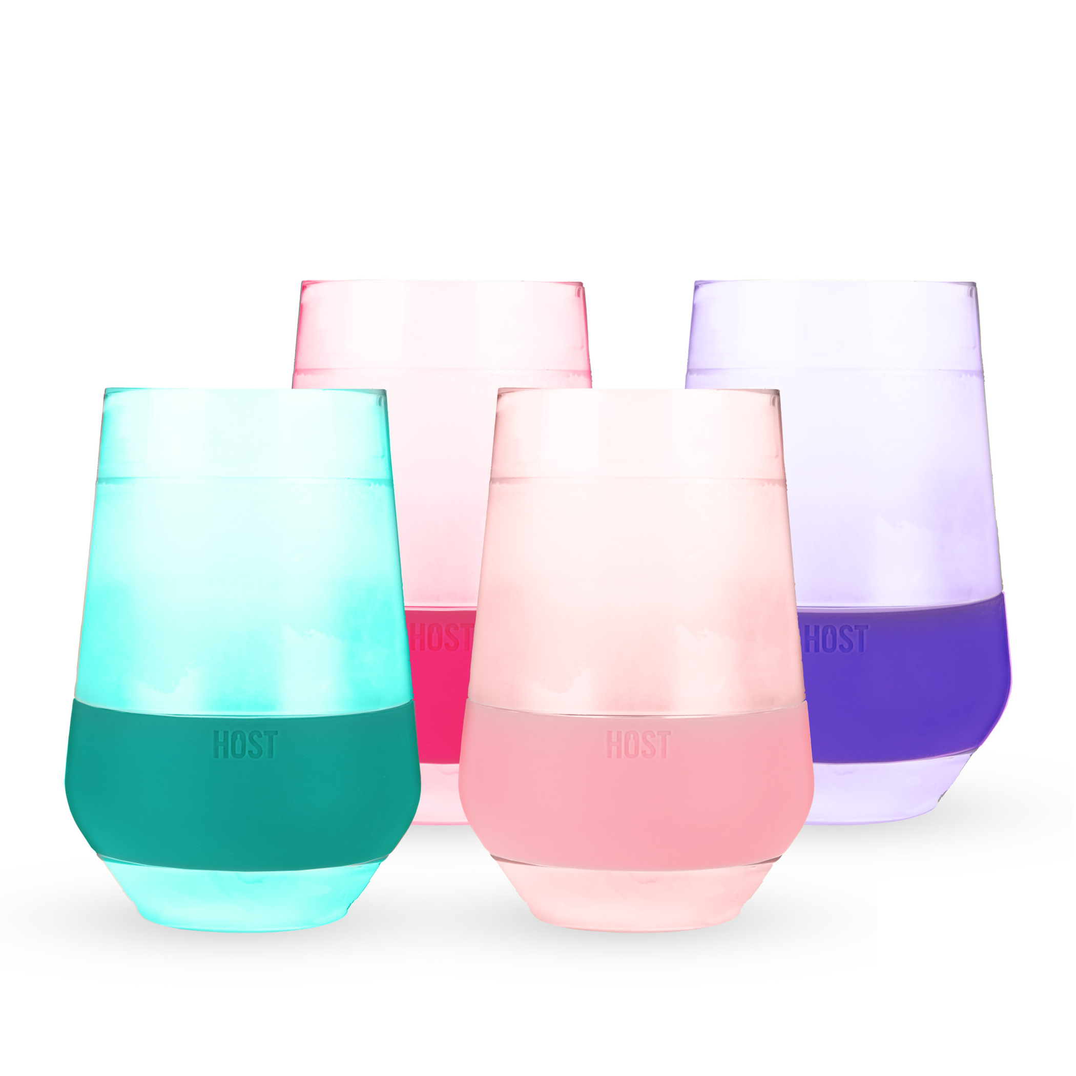 Cooling Cup Set Stemless Tumbler 12 Ounces Insulated Silicone Band Hand Wash Only