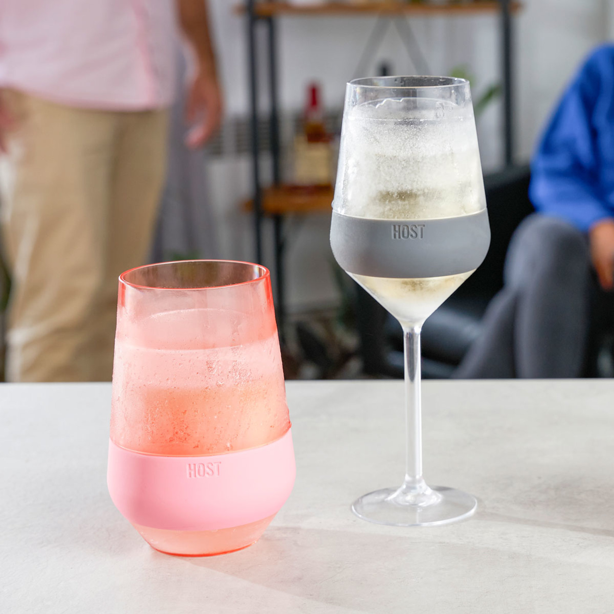 Cooling Cup Set Stemmed Insulated Silicone Band 6.5 Ounces Hand Wash Only User Friendly for Wine and Other Beverages