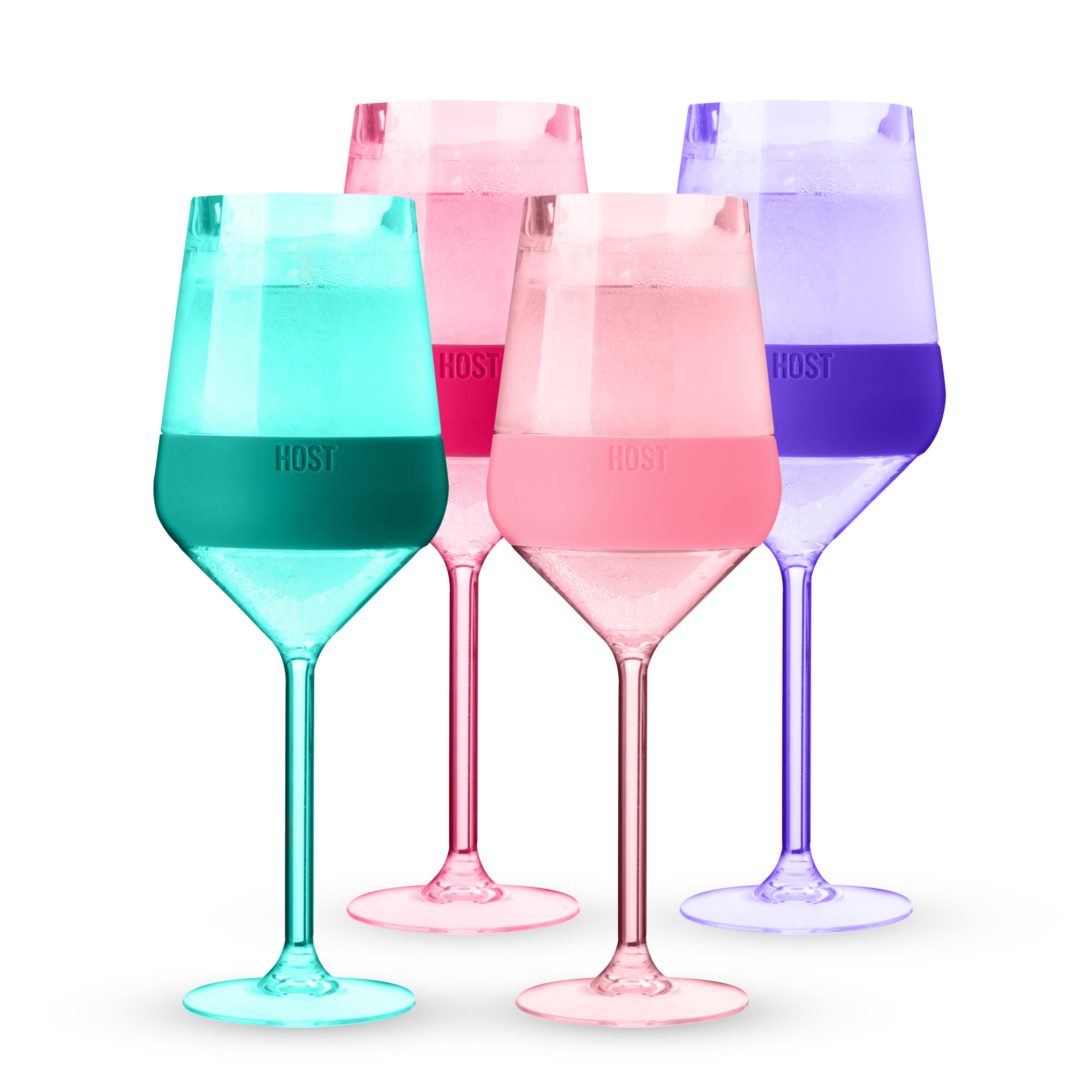 Cooling Cup Set Stemmed Beverage Cooling Insulated Silicone Band 6.5 Ounces Hand Wash Only Freezer Compatible