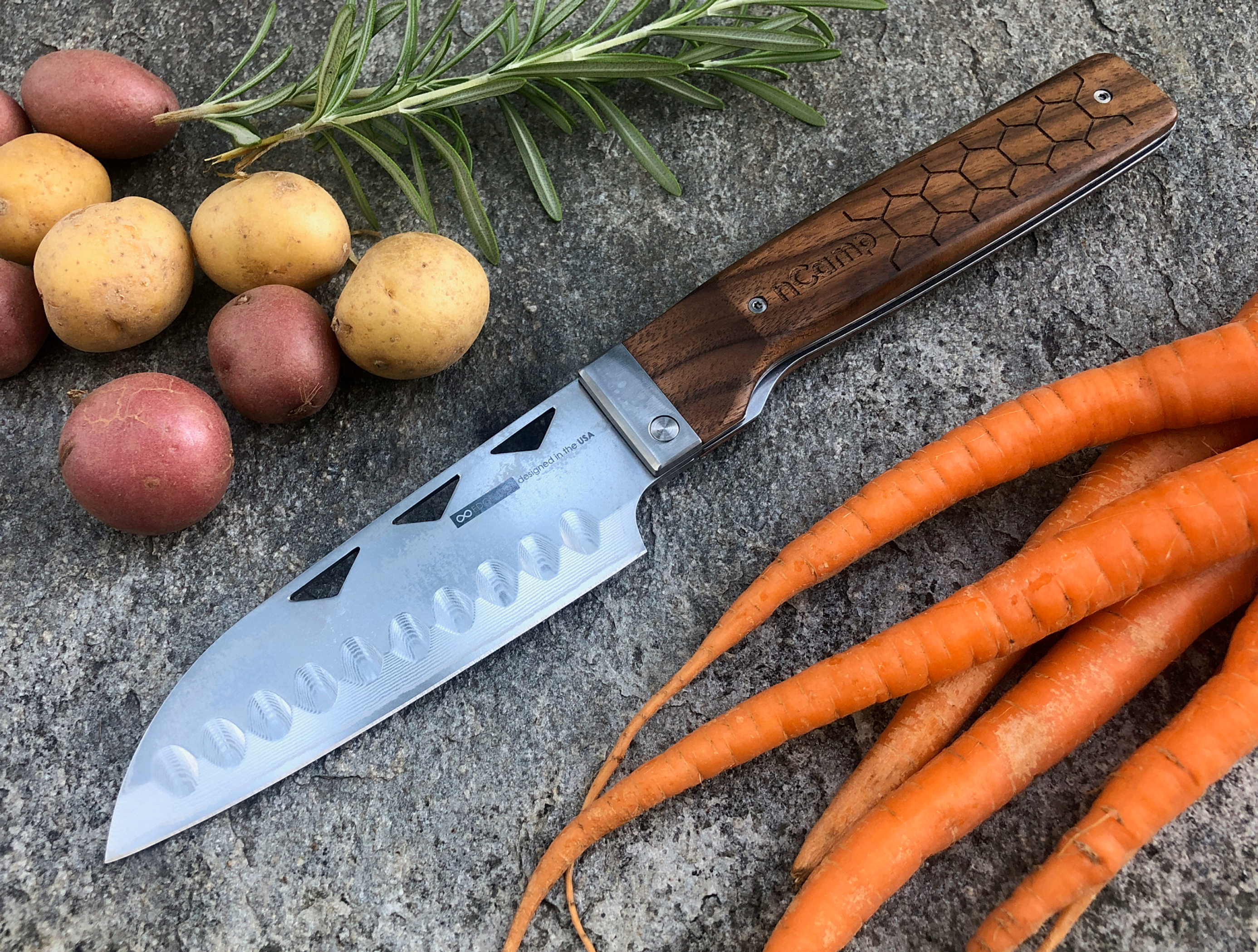 Folding Elite Santoku Knife - Picture 1 of 3
