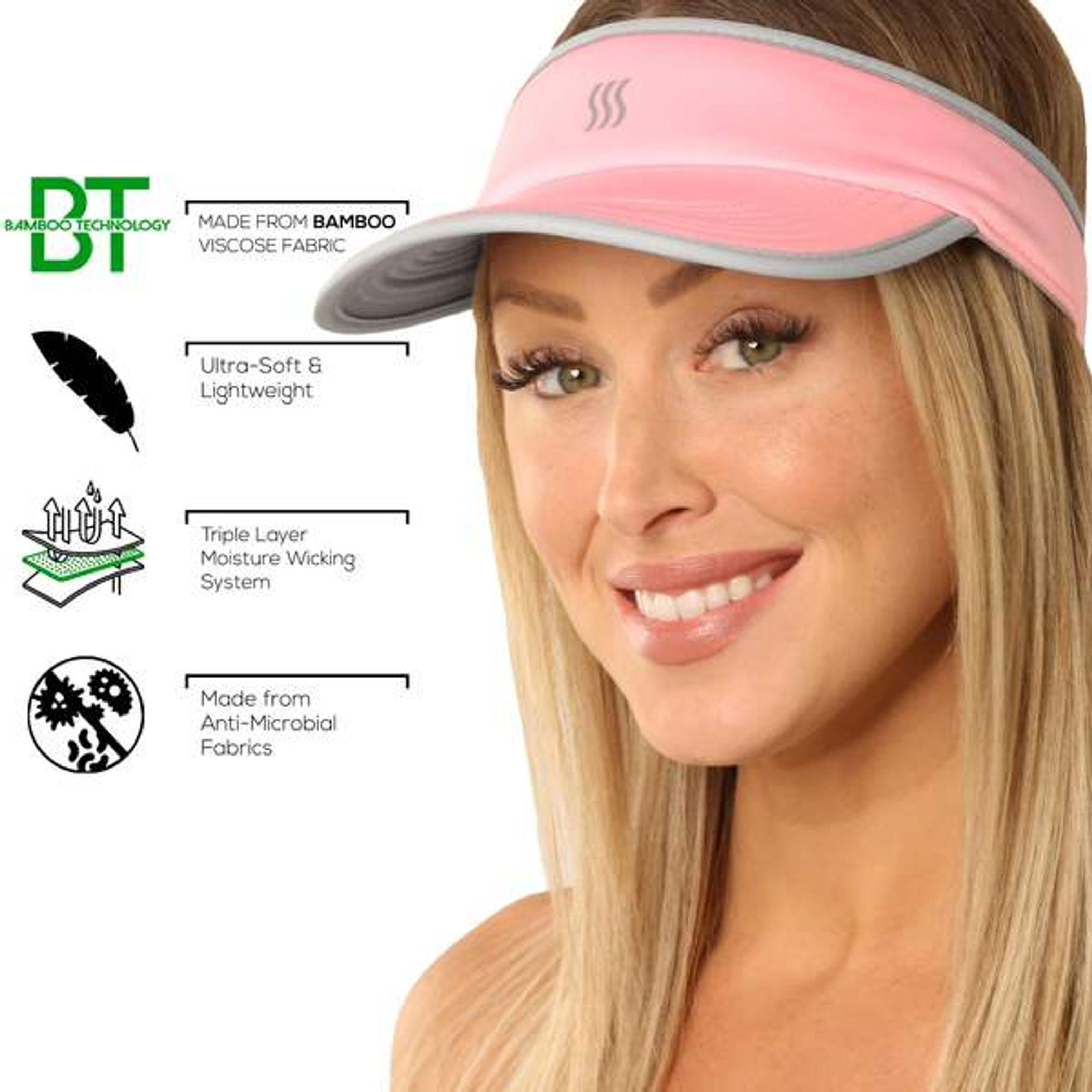 Visor Running Super Absorbent Adjustable Lightweight Soft Bamboo Viscose Flexible Breathable Design for Outdoor Activities