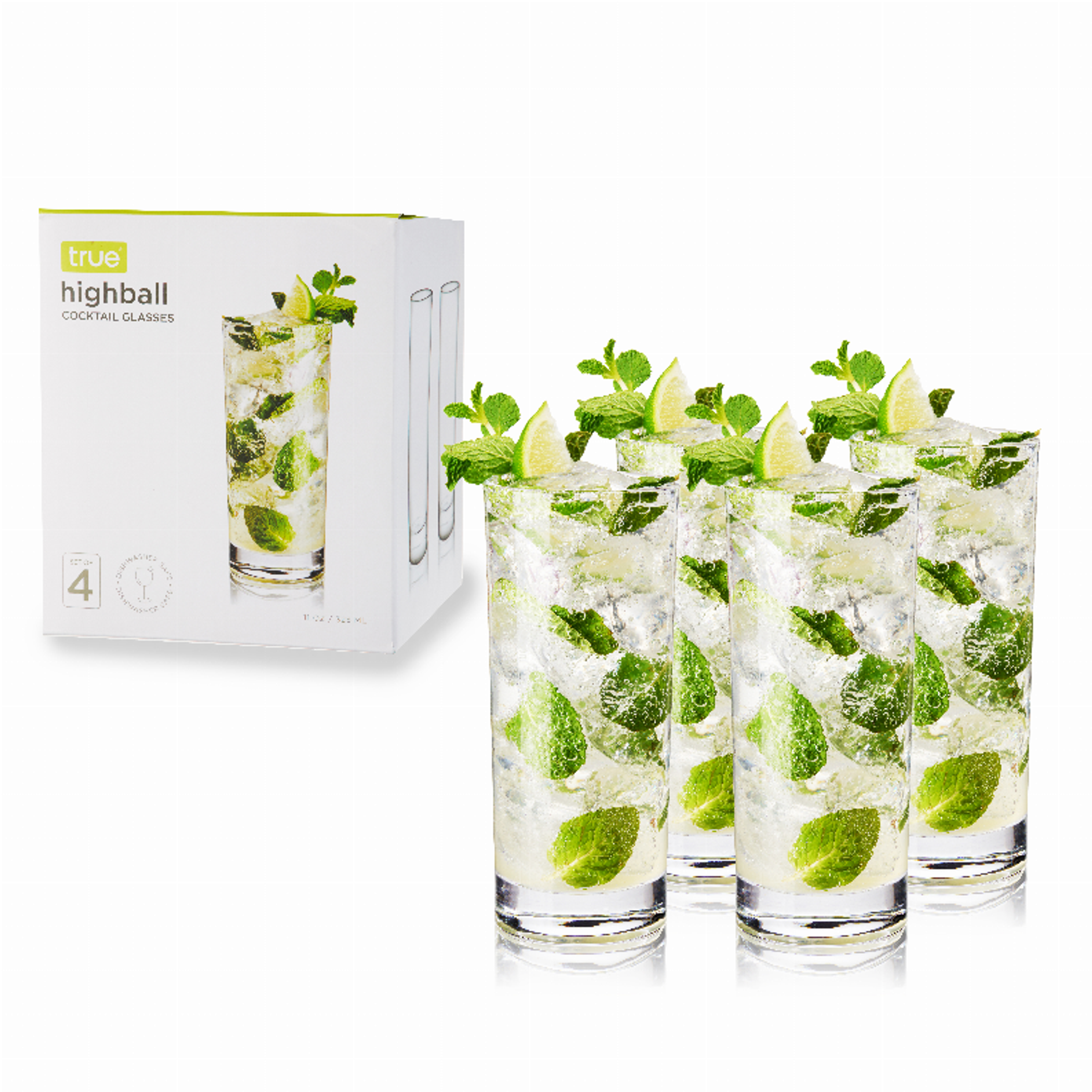 Highball Glasses Set Of Four 11 Oz Capacity Classic Clean Shape Clear Glasses Ideal For Cocktails Everyday Use Home Bar