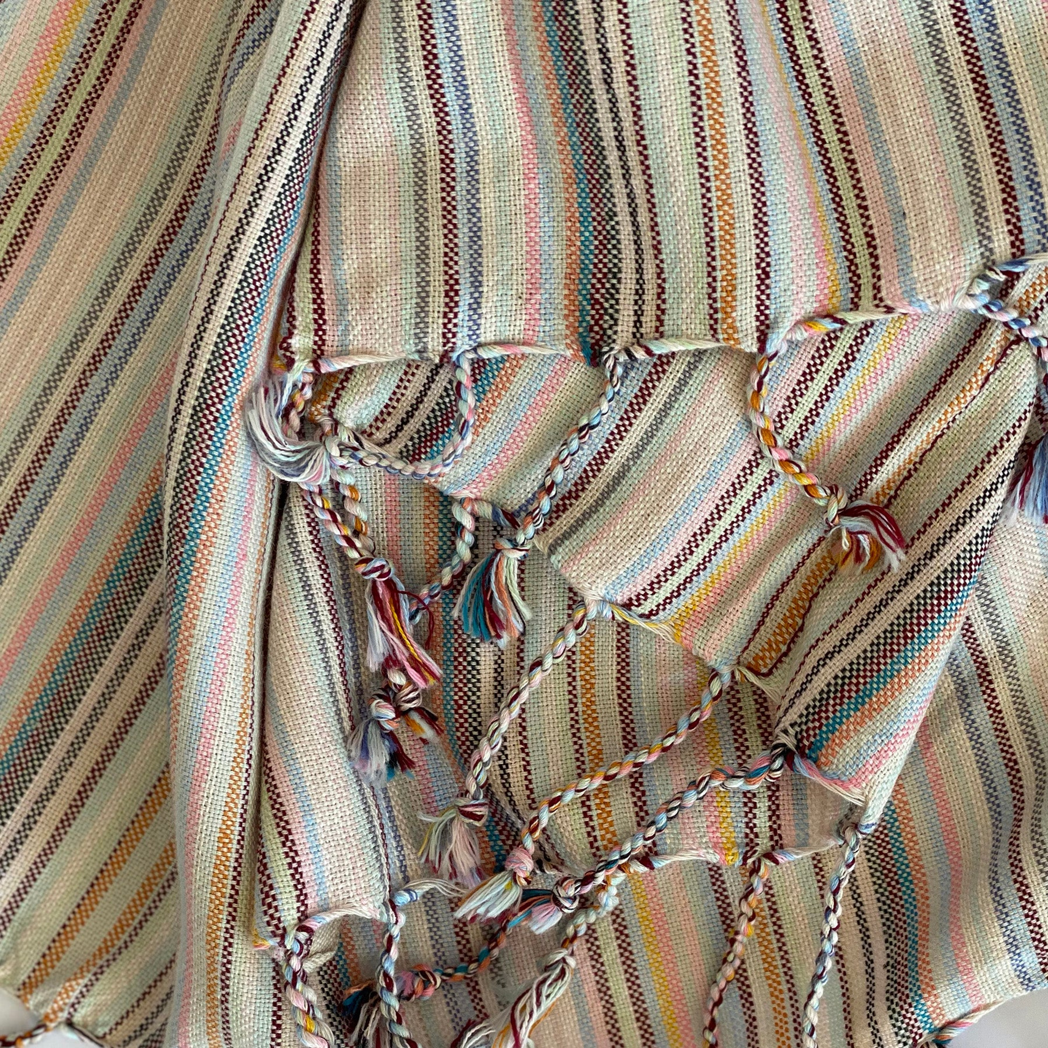Towel Blanket Soft Pink Casual Striped 70 x 30 Inches Made of 50% Recycled Cotton 50% Pure Cotton Handmade Hand Knotted Tassels