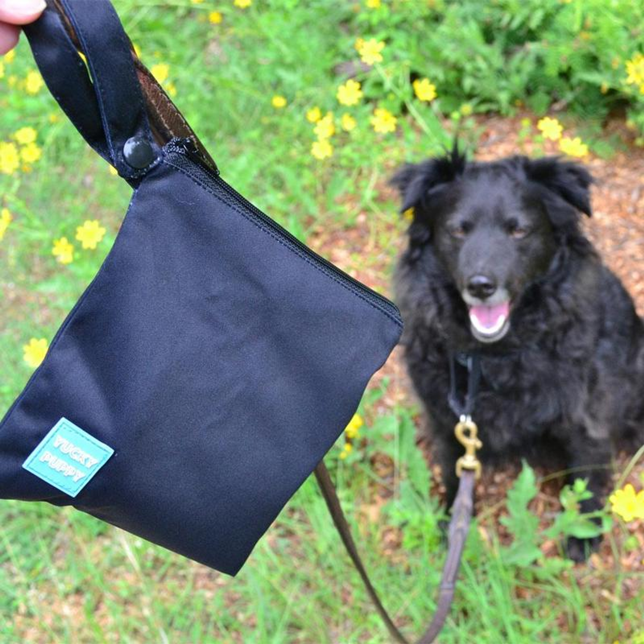 Black Yucky Puppy Dog Poop Bag Holders- Standard Size Image 1
