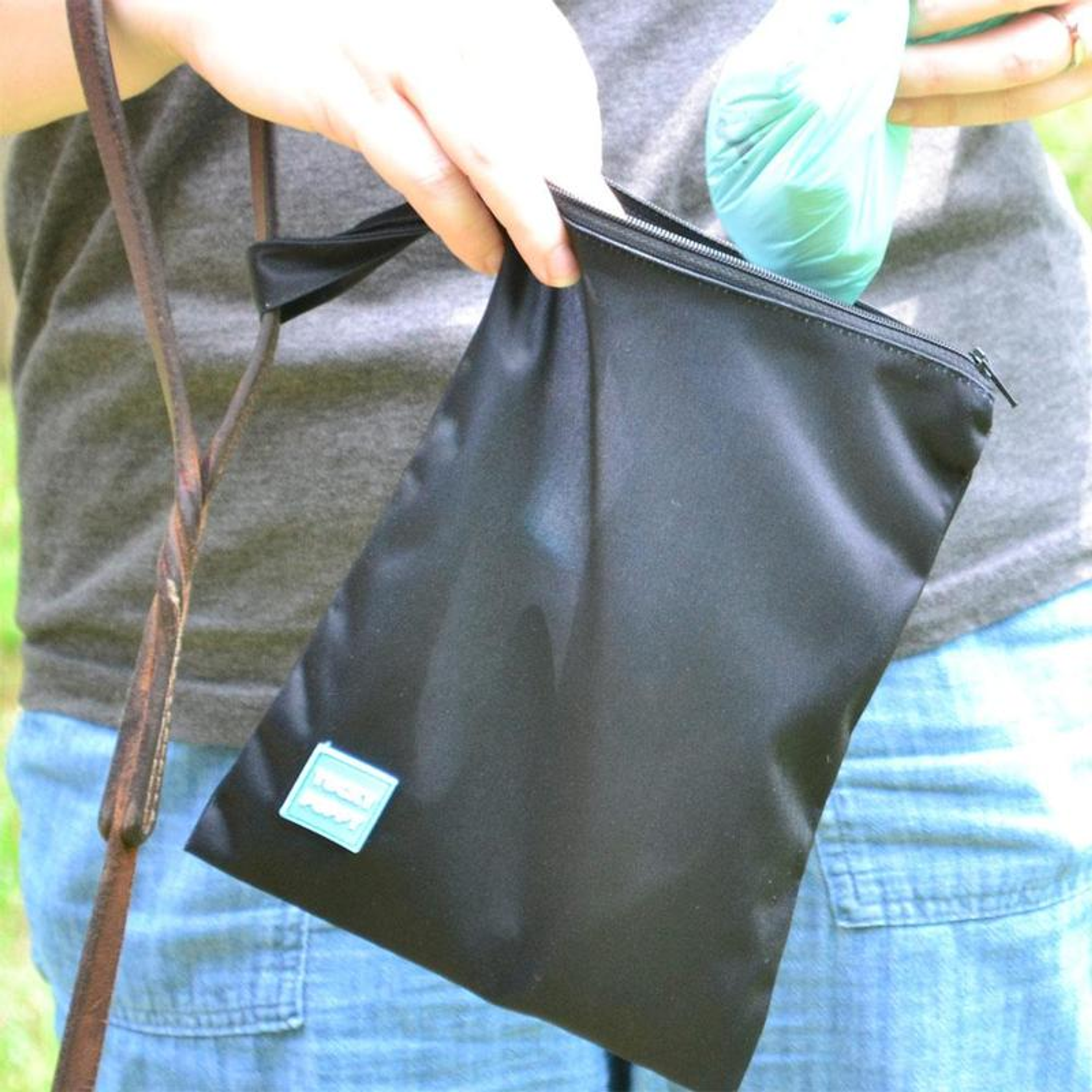 Black Yucky Puppy Dog Poop Bag Holders- Extra Large Size Image 1