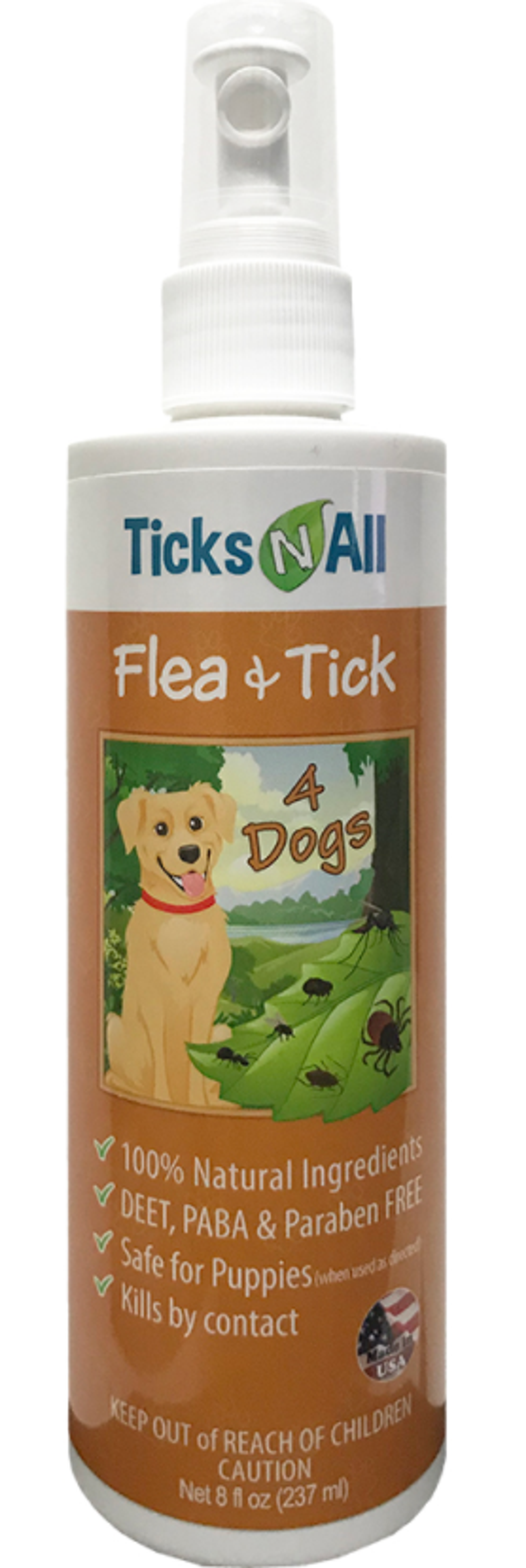 All Natural Flea & Tick 4 Dogs 8oz Image 1