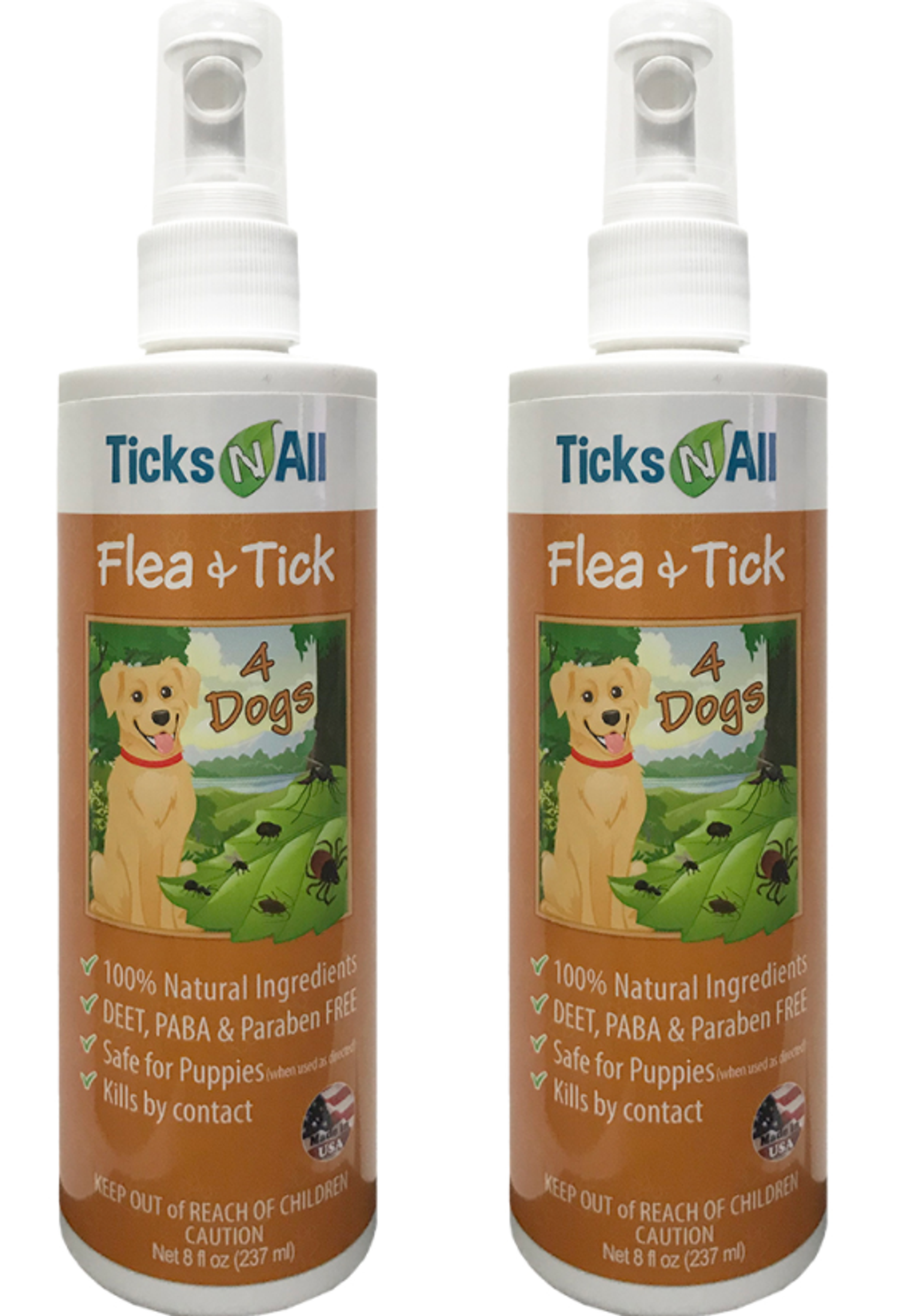All Natural Flea & Tick 4 Dogs 8oz (2 pack) Image 1