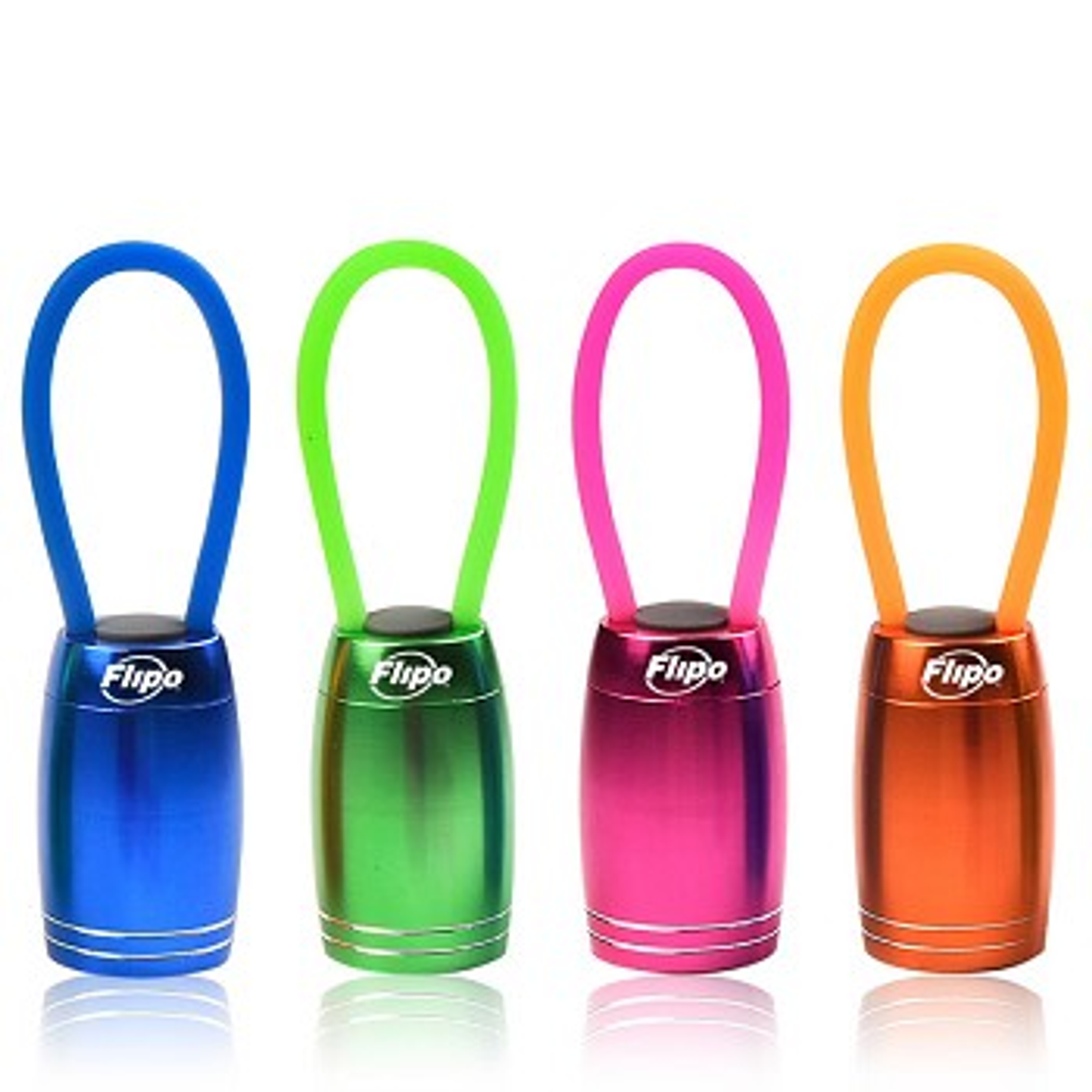 LED Loop Light Attachment for Keychains Backpacks and Belt Loops Compact Durable Aircraft Aluminum Weather Resistant in Metallic Colors of Blue Orange Pink and Lime Green