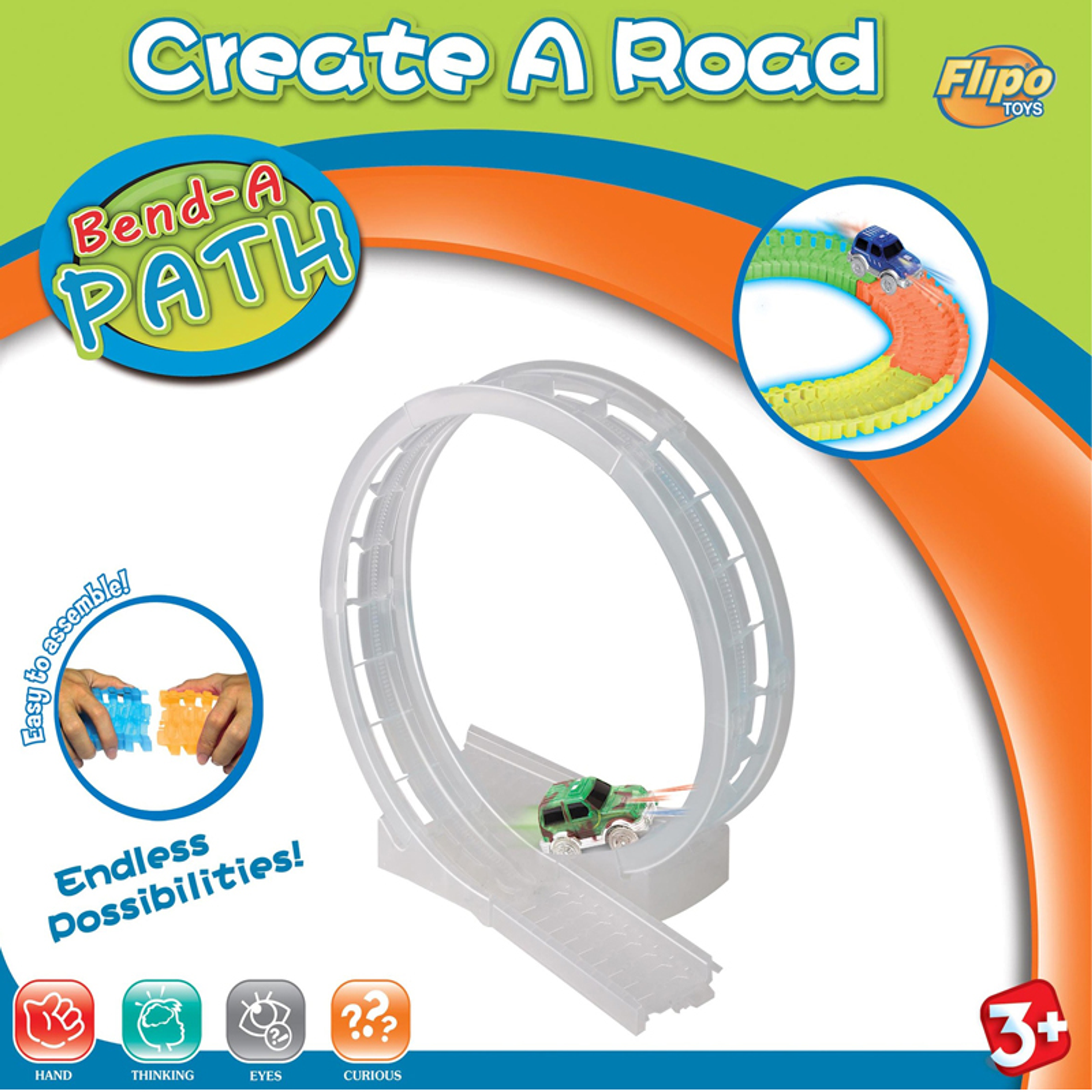 Track Expansion Pack Clear 360 Loop-de-Loop Green Includes 360 Stunt Car Compatible with Bend-A-Path Products 12.5 Inch x 13 Inch x 5.75 Inch